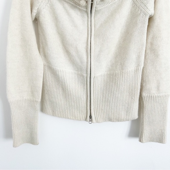 Vintage Marciano Wool Angora Ivory Off Shoulder Zip Front Knit Sweater Size M - Picture 3 of 7
